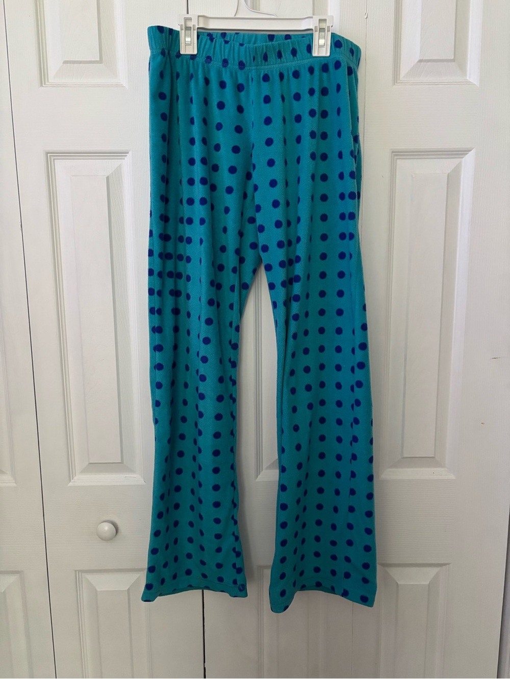 flirtitude Teal Pajama Pants with Navy Polka Dots